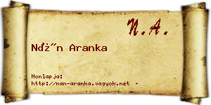 Nán Aranka névjegykártya